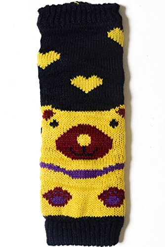 YELETE Fashion Mic Kid's Fun and Cute Legwarmers - Teddy Bear (kids one size, black)