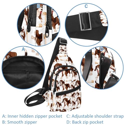 Bandolera en el pecho Beagle con tejido impermeable y diseño cruzado Multicolor 9 4