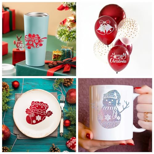 Image of HTVRONT Holographic Glitter Permanent Vinyl, 12 inch x 10ft Sparkle Silver Permanent Adhesive Vinyl, Easy to Weed & Transfer Glitter Roll Compatible with Cricut Cutting Machine, Crafts, Silhouette, Decal