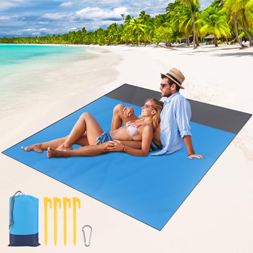 NVIYAM Cobertor de praia, 210 x 200 cm, tapete de praia impermeável, tapete de praia, grande à prova de areia e impermeável tapete de piquenique tapete de praia para praias, campismo