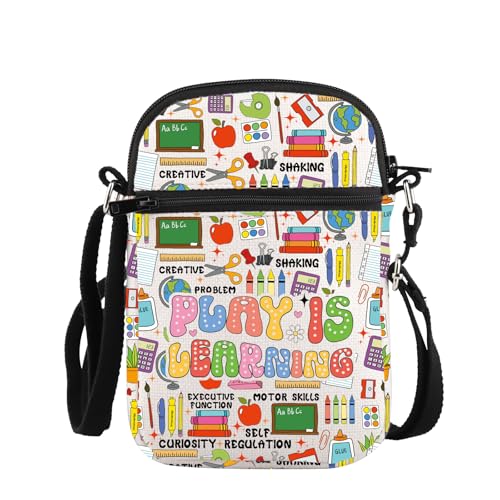 PLITI Teacher Appreciation Gift Special Education Teacher Gift Teaching Assistant Gift Play Is Learning Teacher Crossbody Bag