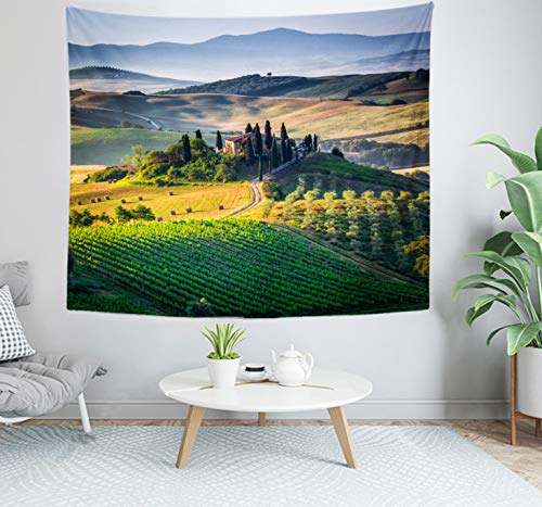 Topyee Home Decorative Tapestry Wall Hanging Green Tuscan Tuscany Panoramic Landscape Italy Italia Nature Farmhouse 60X80 Inch Tapestries Wall Blanket For Dorm Living Room Bedroom #TOP1