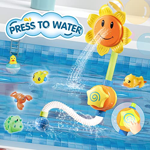 Baby Bath Toys For Toddlers, Kids Bathtub Toy With Shower Head, Duck Slide Track, Mold Free Floating Wind Up Toy, Fishing Game, No Hole Dinosaur Fun Birthday Gift Toys Girls Boys With Storage Bag #TOP2