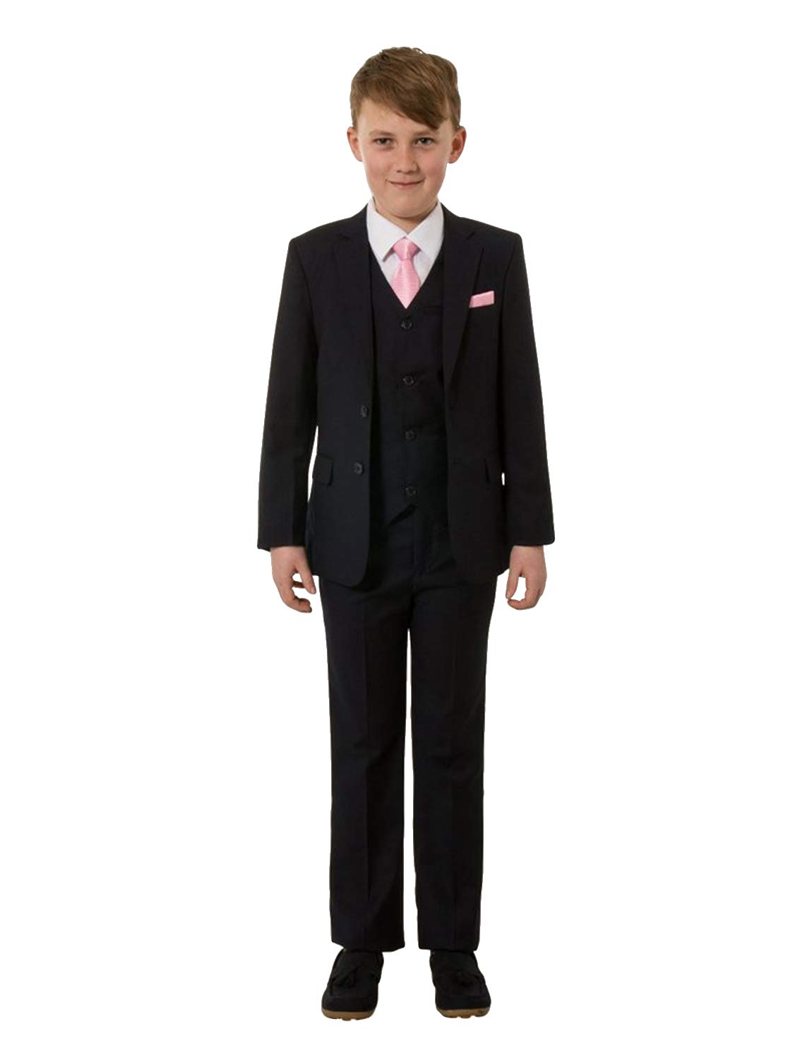 QZI Jungen Anzug 3 Stück Slim Fit Zwei Knöpfe Schließen Jacke Weste Hose