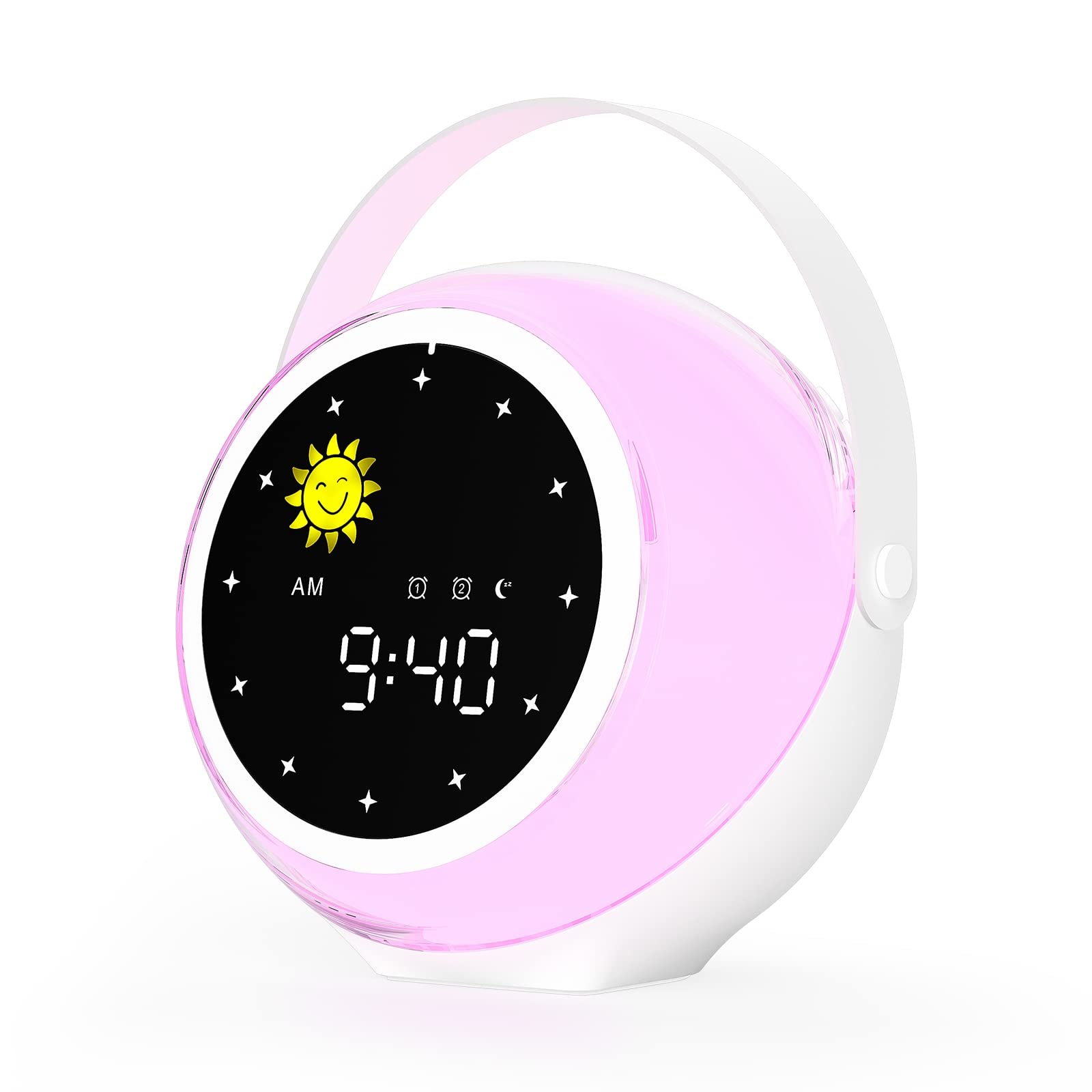Kids Alarm Clock for Bedroom Decor, Ok to Wake Digital Clock for Toddler with Sunrise & Moon, Noise Sound Machine & Night Light for Girls/Boys, Children Sleep Trainer