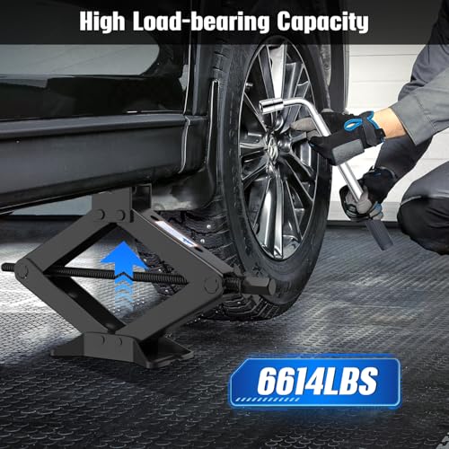 Image of Car Jack Kit, 3 Ton (6614 lbs) Scissor Jack for Car, SUV, MPV