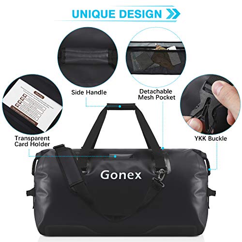 Gonex 80L Extra Large Waterproof Duffle Travel Dry Duffel Bag Ski Boot Bag with Durable Straps and Handles for Snowboard Ski Kayaking Boating, Perfect to Keep Your Gear Safe Black