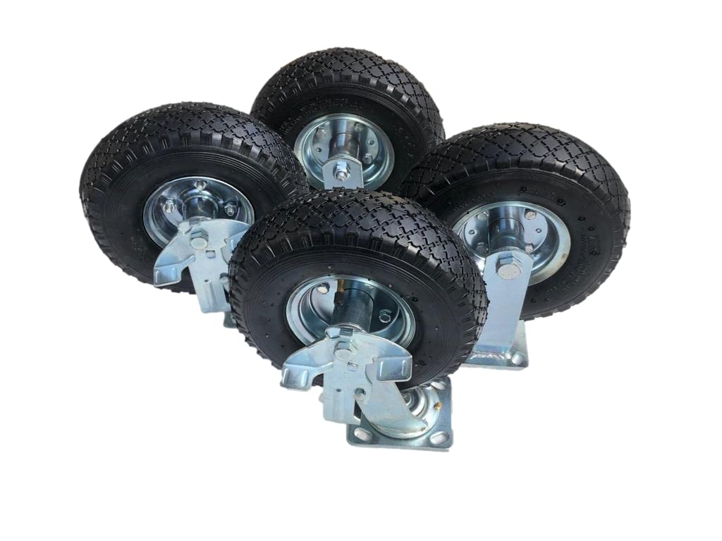 2 x FROSAL Bockrolle + 2 x Lenkrolle gebremst Set Ø 260 x 85 mm | 3.00-4 Rad als 4-tlg. Set | Luftrad mit Bremse
