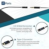 iTParts Braided Type C 3.1 USB-C to 3.5mm Earphone Cable Convertor Adapter For LeTV Motorola Moto Z Tablets USB-C Devices Earphone Cable Adapter (Black (2 Pack))