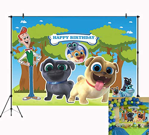 Cartoon Puppy Dog Pals Theme Backdrop Boys Kids Birthday Party Photography Background Cake Table Decorations Banner Baby Shower Photo Studio Booth Props 7X5FT Vinyl
