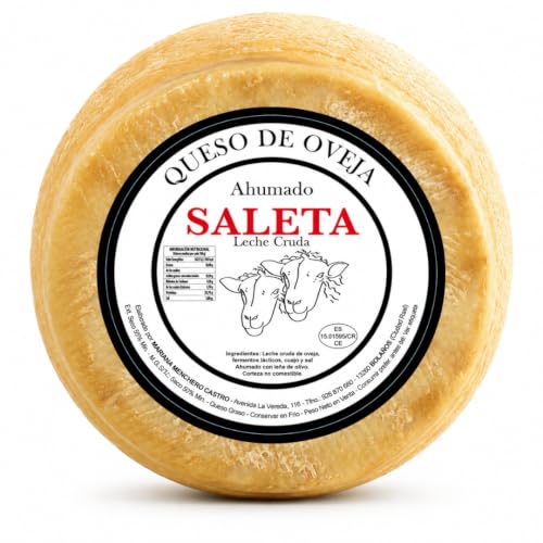 SALETA® Queso Curado Ahumado Entero Gourmet (2,2Kg) | Queso Artesano de Oveja | Sin Conservantes ni Aditivos | Leche cruda de oveja, cuajo y sal | Ahumados | Queso Gourmet