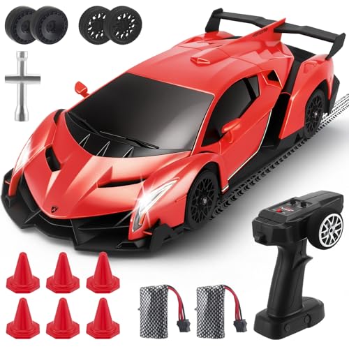 ExKeen Voiture RC Lamborghini 1:18 4WD - Voiture de Drift Haute Vitesse 35 KM/H avec Éclairage LED - Télécommande Proportionnelle Complète Jouet Cadeau...