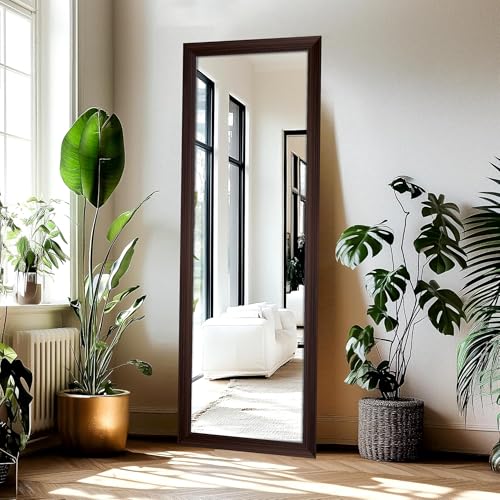 Image of Creative Arts n Frames 21 x 51 inch Full Length Dressing Chevel Long Fiber Wood Rectangular Framed HD Mirror Home Wall Living Room Decor Items (Regular Chocolate Brown Matty Framed HD Mirror)