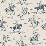 HelloWall Cowboy Western Wallpaper Peel and Stick Country Western Cottage Wall Paper Toile Vintage Indian Traditional Wallpaper Prepasted Blue White Cream Removable Contact Paper for Cabinets 17.5x80