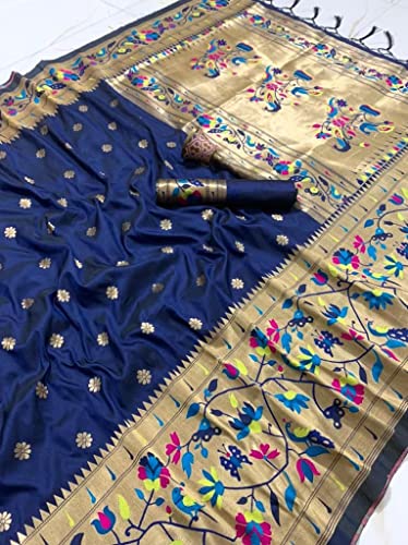 Pandadi Saree navy blue paithani silk saree – image 7