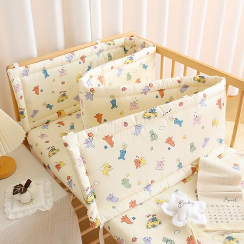 Cushion Side Protectors, Adjustable Baby Cot Bumper Set & Headboard Protector, Fall Protection Bed Parent Bed, Breathable Mesh Cot Liner with Padded Rails | for Cot Bedside Protection,N01,100×28cm