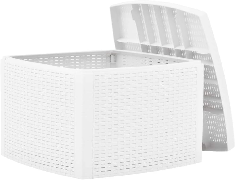 vidaXL Outdoor Side Table, Patio End Table with Storage, Coffee Table, Garden Furniture for Picnic Camping Porch Deck Lawn Backyard, Plastic White