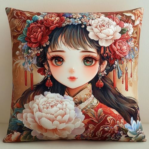 �v�����g�ς݃N���X�X�e�b�`���A����̏����Ɖ��O�̉Ԃ̃X���[�s���[45x45cm �j�[�h���|�C���g�N���t�g�Z�b�g�N�b�V�����L�b�g �v���v�����g�n���h���C�h�N�b�V�����J�o�[�L�b�g �X�e�b�`�N�b�V�����L�b�g