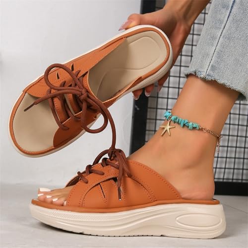 Sandalias deportivas de plataforma estables con cordones regulables para caminar 4