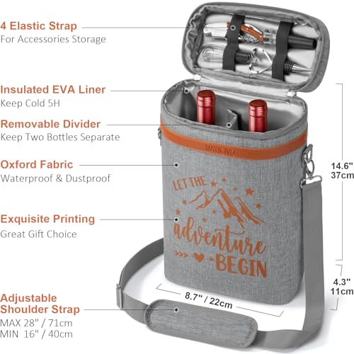 Image of Bridal Shower Wedding Gifts for Couple, Wine Cooler Bag Gifts for Men Women | Mr and Mrs Engagement Gifts for Newlywed Bride, His & Her Anniversary Wines Baskets Gift Set w / Tumbler & Wines Accessories
