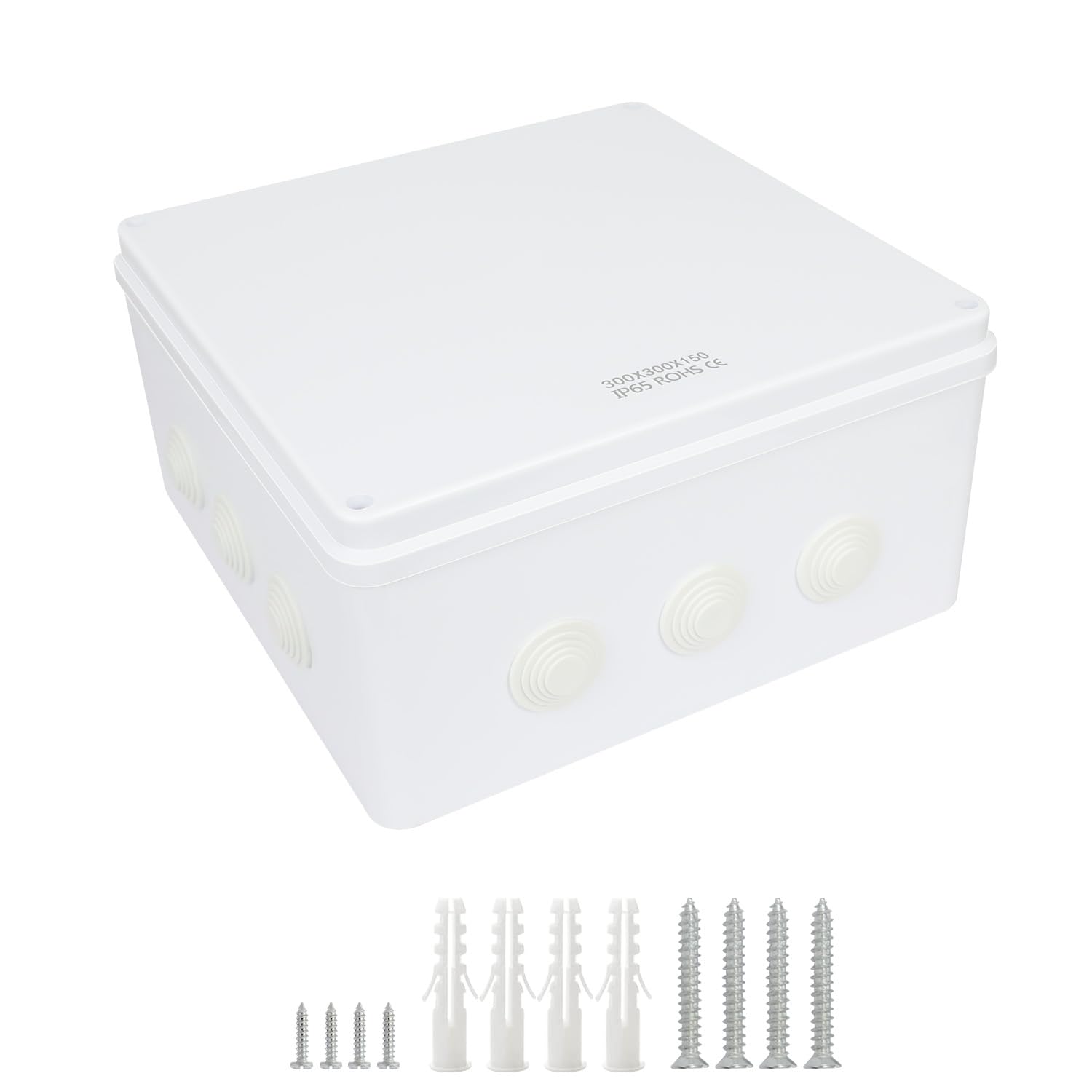 LeMotech Abzweigdose, ABS-Kunststoff, IP65, wasserdicht und staubdicht, Universal-Elektrogehäuse, Projektbox für Außen- und Innenbereich, 300 x 300 x 150 mm
