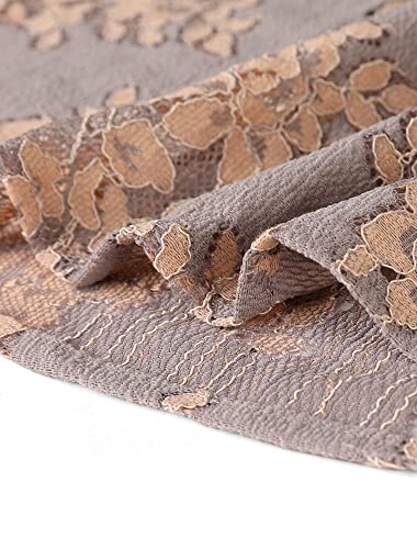 Allegra K Women's Ruffle Crew Neck Formal Elegant Mini Floral Lace Dress Large Grey Pink #TOP5