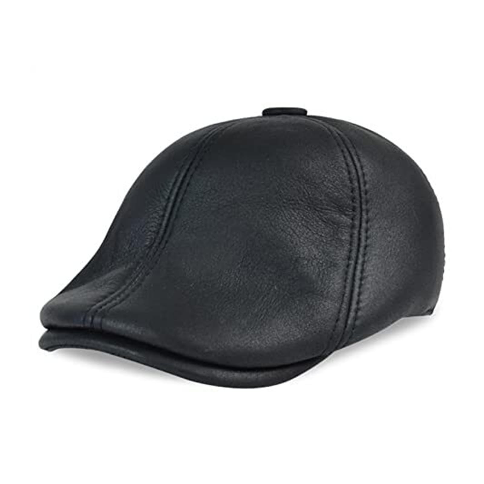 Real Leather Baseball Cap Hat with Ear Flaps - Winter Warm Beret for Men and Women (Black 2, XXL)(X-Large; Black 2)