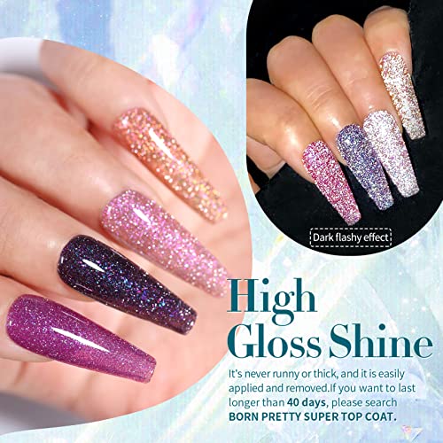 Born Pretty Reflective Glitter Gel Nail Polish Shimmer Sequins Sparkly Shiny Disco DJ Glitter Sequins Nail Polish 6PCS 7ML
