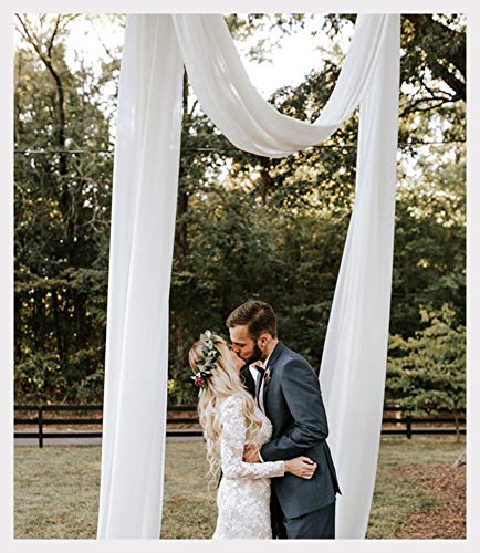 White Chiffon Backdrop 2 Pieces 4.9ftx10ft Curtains Photo Booth Arch Background for Wedding