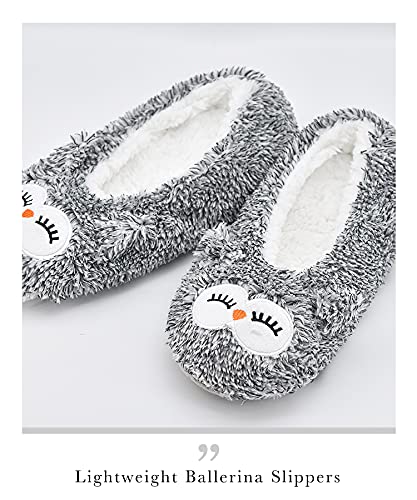 Image of DICUIRD Womens Animal Soft Sole Slipper Socks with Grippers-Fuzzy House Cute Slippers