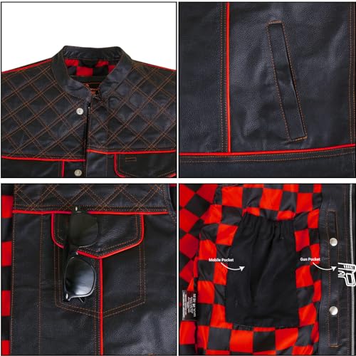 Image of .Men's Biker Rider Motorcycle club Motorbike stylish Genuine leather sleeveless vest