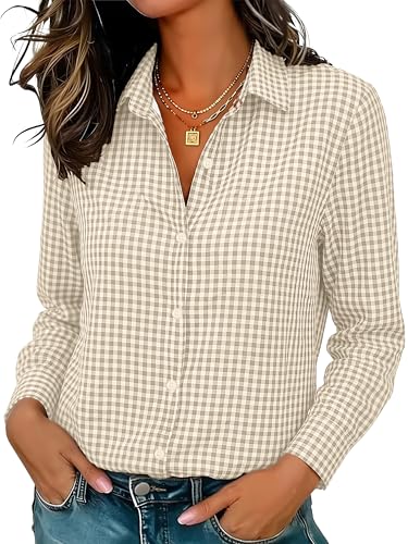 Image of Soft Wrinkle-Free Button Down Stretch Shirts for Women, Breathable Moisture-Wicking Casual Work Dress Tops