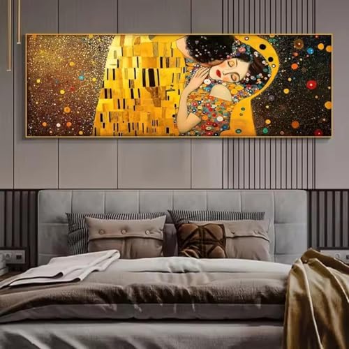 Impression sur toile abstraite Le Baiser Klimt decoration murale cadre