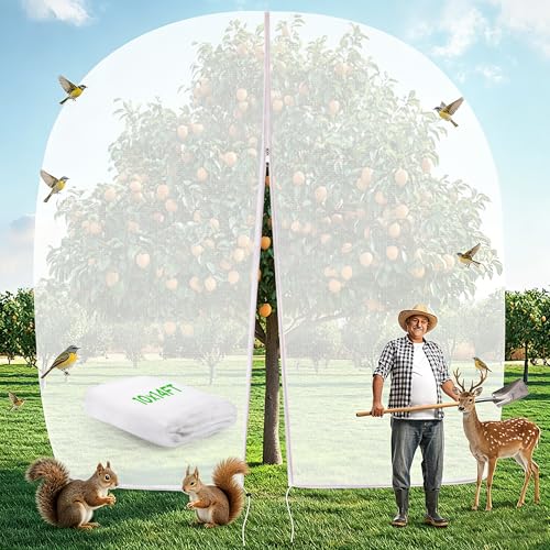 10 X 14FT Large Fruit Tree Netting for Protecting Fruit from Squirrels Birds Bug Pests Tree Net for Fruit Trees with Zipper and Drawstring Bird Netting Covers for Blueberry Cherry Peach Apple Bushes