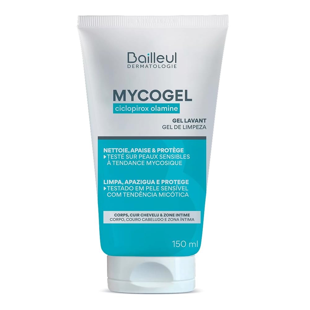 Bailleul | Mycogel | Gel limpiador contra las micosis cutáneas | Limpia, calma y protege | Pieles y mucosas genitales sensibles con tendencia micótica | 94% de ingredientes de origen natural | 150 ml