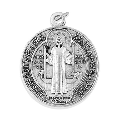 Large Saint Benedict Medal - 2" Diameter (Silver-Tone) #TOP1