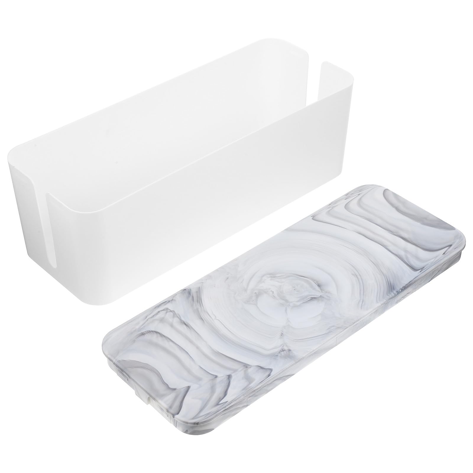 Kabelorganisator und Abnehmbarem Design mit Großer Kapazität Kasten mit Bambusdeckel Weiße Kabelmanagementbox Multifunktionale Kabelbox für Büro und Schule