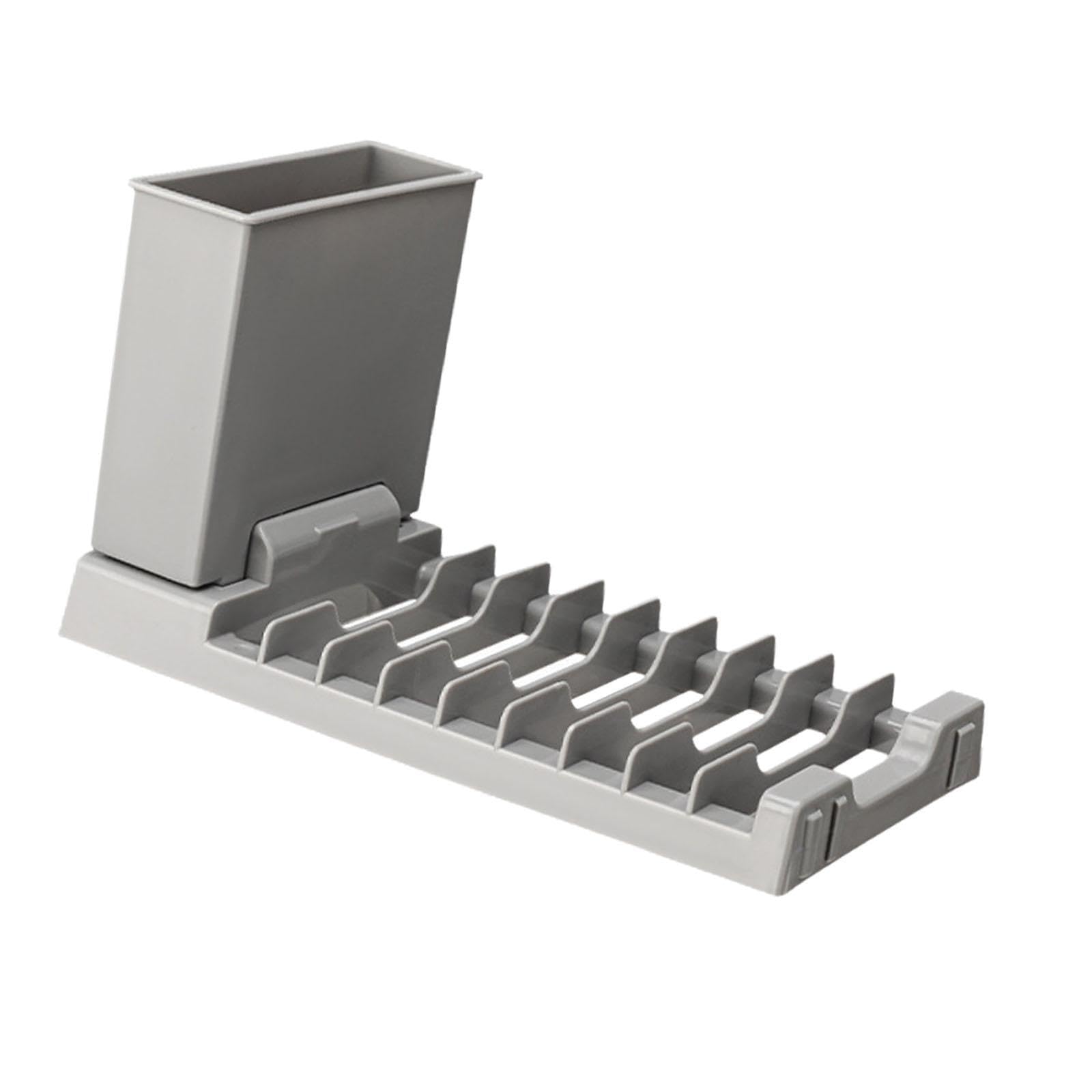Tuxcaxi Gray Space Saving Dish Rack Multifunctional Kitchen Counter Efficient Dish Drying Rack Stylish Organizing Solution For Utensils Cup Holder Utensils Holder 20.5X11x12cm