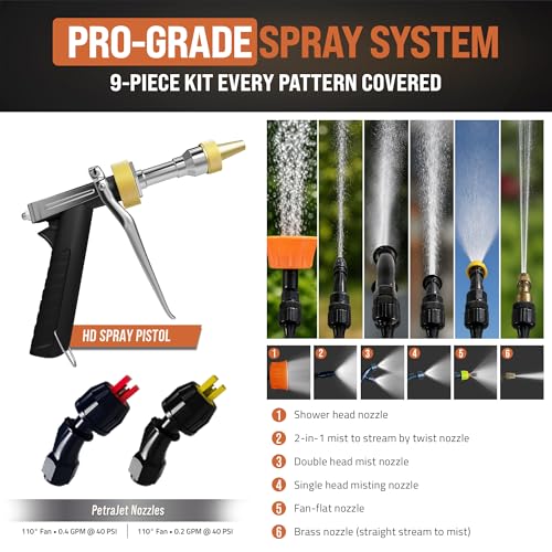 Image of PetraTools Battery Sprayer w /Wheeled Cart - 9 Nozzles, 3 Hoses, 2 Wands