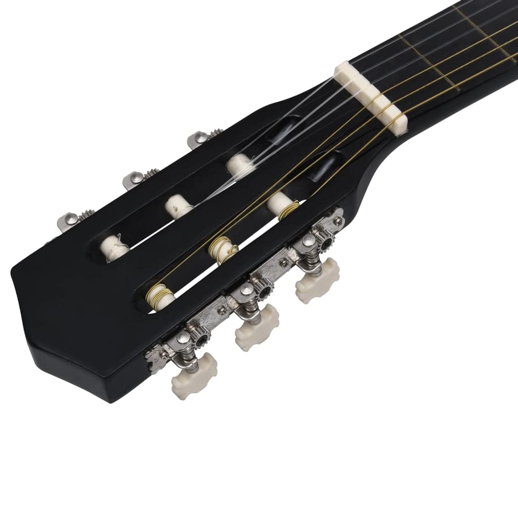 Guitarra clásica para principiantes y niños, 1/2 pulgadas, 34 pulgadas, color negro, con funda de madera de tilo y cuerda de nailon para escuela, enseñanza, jugar y practicar en escenarios y