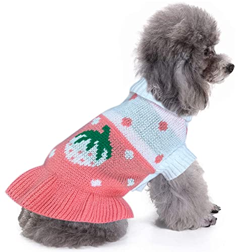 Chborchicen Pet Dog Sweaters Classic Knitwear Turtleneck Winter Warm Puppy Clothing Cute Strawberry And Heart Doggie Sweater thumb #1