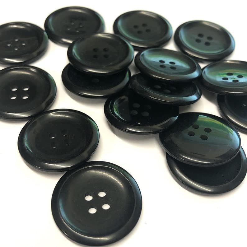 Daily Crafts Pack of 12 Resin Buttons Diameter 25 mm,(1 inch) 4 Holed for Sewing and Art and Craft Round Buttons with 4 Holes (Black) 3