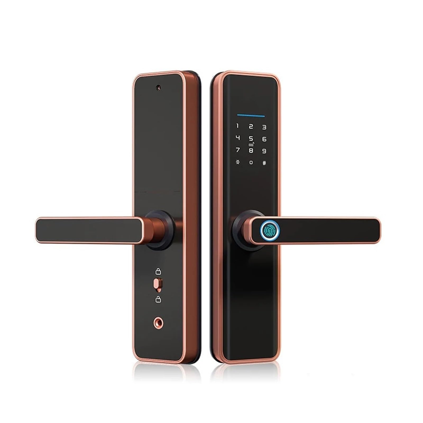 CVFRDD Smart Door Knob, Waterproof Finrprint Ttlock Smart Electronic Lock Safe Home Keyless Entry Door Handle(X7ttR-6085)