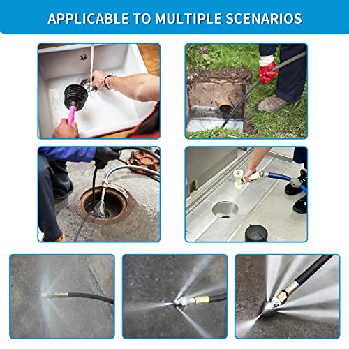 3Pcs Sewer Jetter Nozzle for Pressure Washer, Stainless Steel Rotating Button Nose Jet Nozzle for 1/4" Quick Connector,Sewer Jetting Pressure Drain Jetter Hose Nozzle with Different Models, 5000 PSI - Image 3