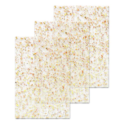 Image of Glitter Translucent Irregular Acrylic Sheet -1 /8 Thick Sparkly PMMA Acrylic Panels for Crafts Jewelry Display Sign DIY Decor Ornaments, Glitter Sheet for Glitter, CO2 Laser (3, Gold, 8x12inch)