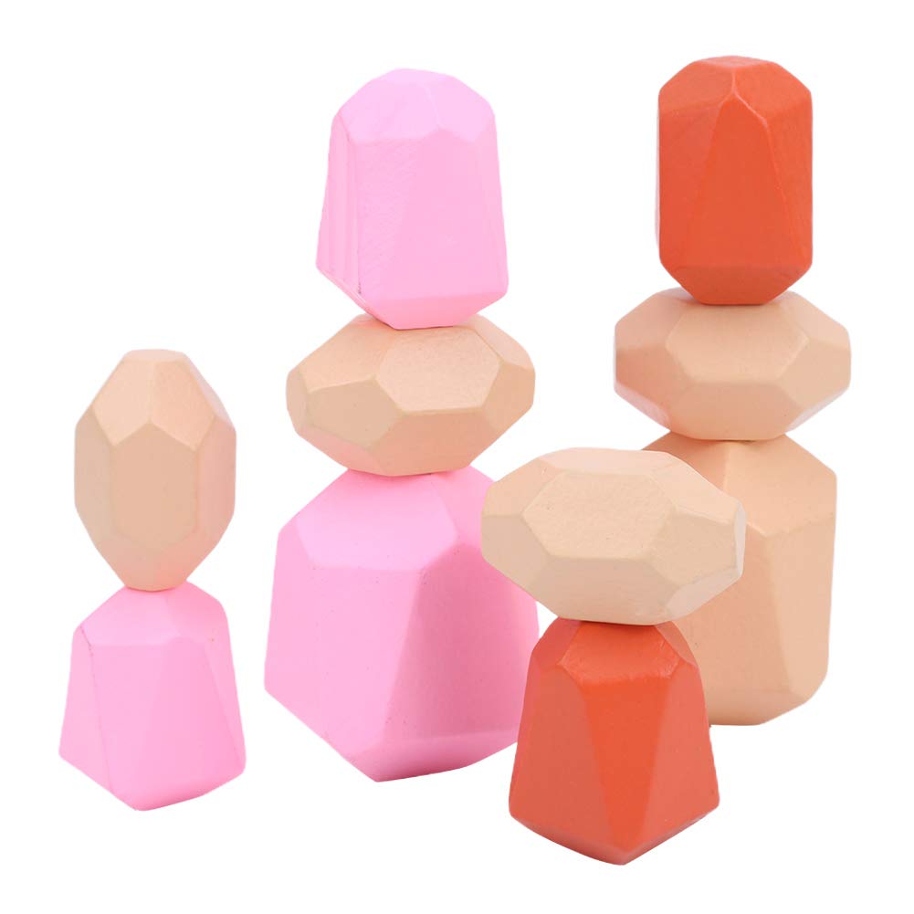 TIKATARER Stacking Blocks, Wooden Blocks Toddler Stacking Toys Stacking Game Stackable Toys Wooden Stacking Toys Balance Stones Stacking Rocks for Kids (Combination four)