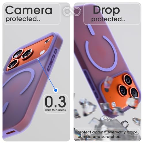Image of Amazon Basics Back Cover for iPhone 17 Pro Max | Hybrid Design with Soft Silicone Edges & Hard Frosted TPU Back | Mag-Safe Compatible | Shockproof Design Back Case (Light Purple)