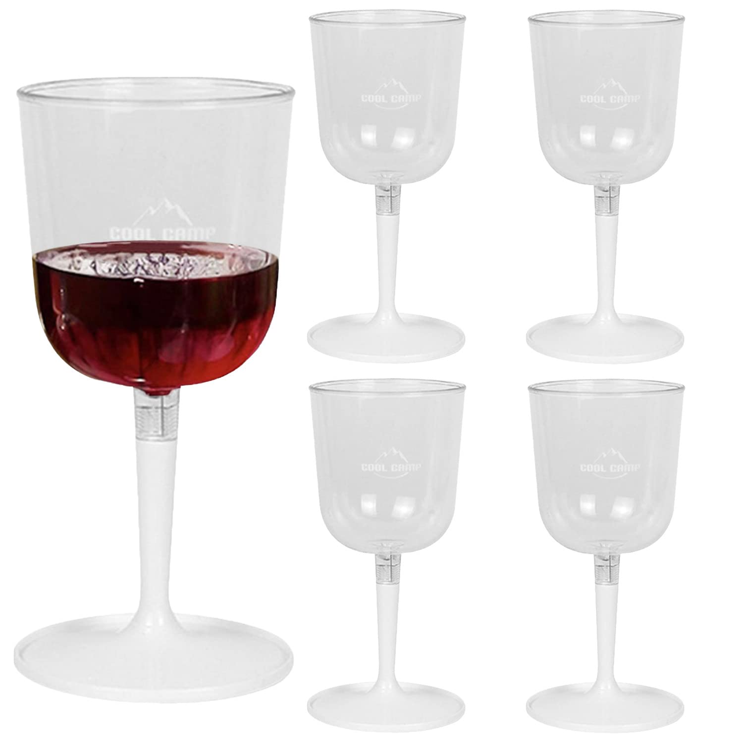 Veeteah Portable Wine Glasses 4 Shatterproof Clear Glasses for Wine Detachable Wine Glasses with Stem Wine Cup for Pool Beach Travel Camping Picnic