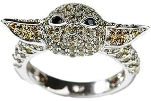 Baby Jedi Master Character Face CZ Sterling Silver 925 Stainless Steel Ring