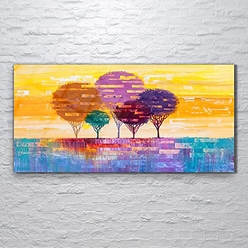 Art trees leaves tableau acrylique contre les murs vides et ternes - 2